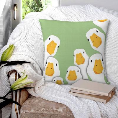 Cartoon Beliebte Gans Tier Quadratische Kissenhülle Kissenbezug Polyester Kissen Reißverschluss Dekorative Komfort Dekokissen für Zuhause Sofa