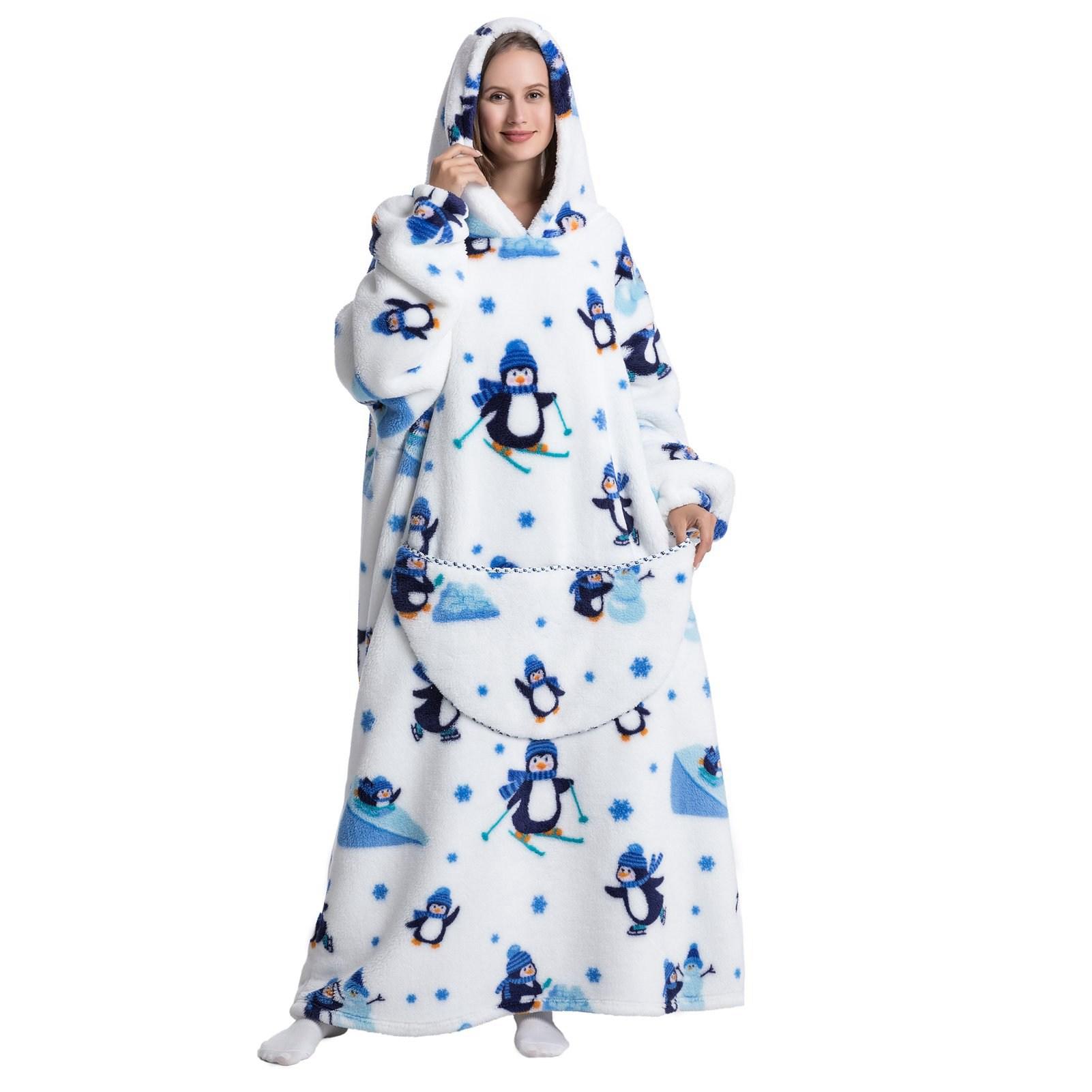 

Носимое одеяло для женщин, домашняя мягкая фланелевая повседневная толстовка с капюшоном с принтом и карманом для Type 3