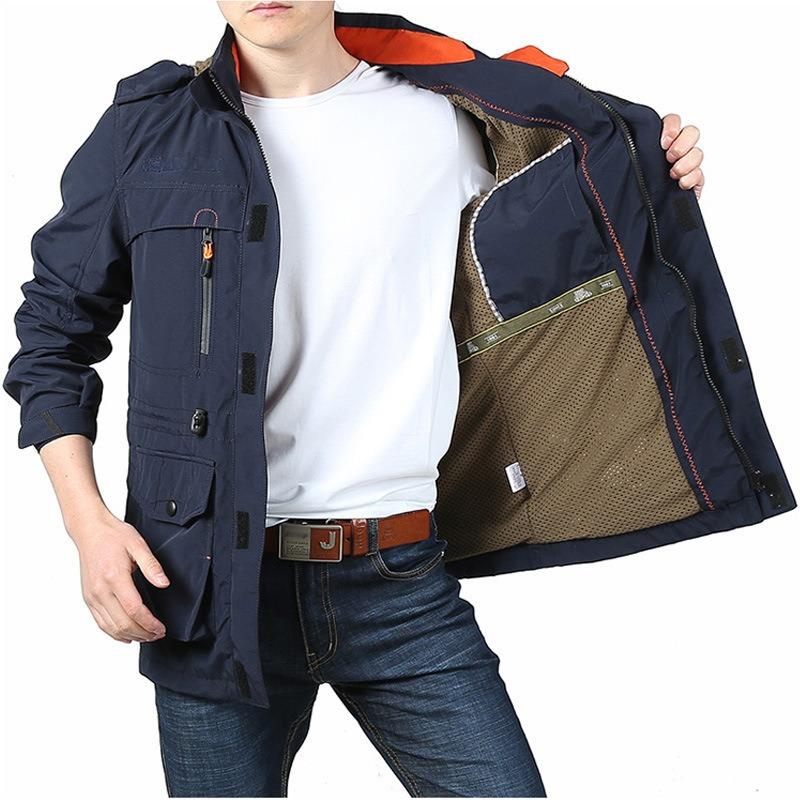 Spring Men's Casual Jacket Outdoor Military Jacket Mountaineering Suit Large Size Loose Medium and Long Jacket