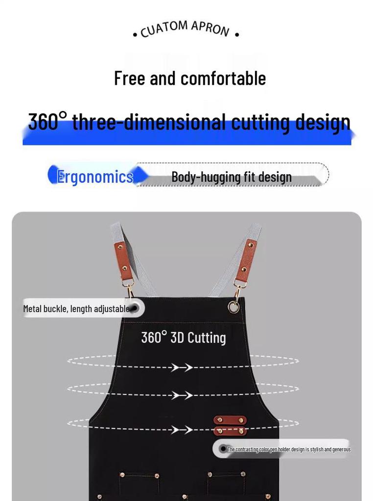 Custom Waterproof Dirt-Resistant Canvas Apron for Catering and Kitchen Workwear