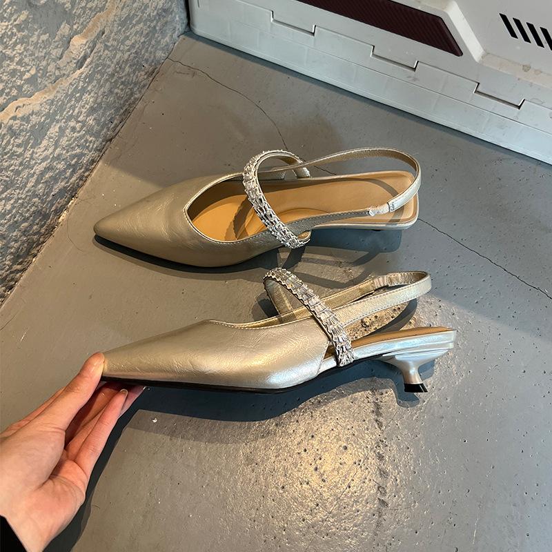 First Layer Sheepskin Insole Bag Head Sandals Spring and Summer Outer Wear French Mary Jane Shoes Single Shoes Women's Shoes