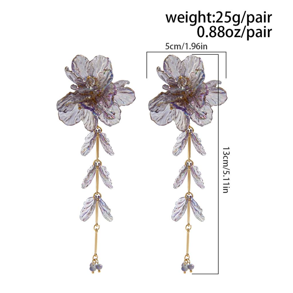 Color Scallop Flower Fringed Stud Earrings Female, Holiday Style Three-Dimensional Flower Ear Jewelry Earrings