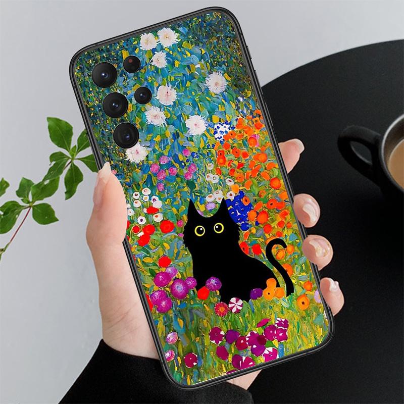 Retro Oil Painting Van-Gogh Cat Phone Case For Samsung Galaxy A52S A04S A21S A33 A23 A13 A14 A32 A52 A53 A54 A51 A71 M51