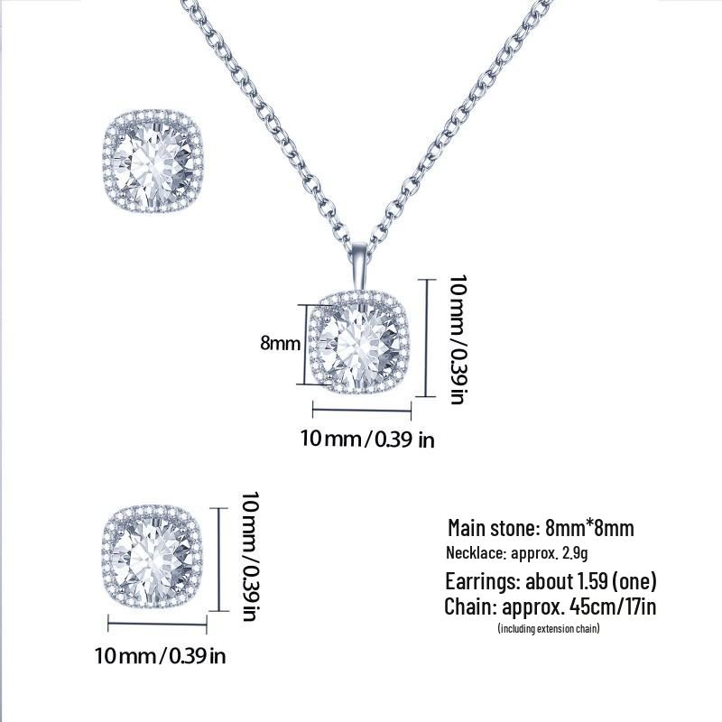 

Квадратные серьги-пусеты и серьги-подвески из циркона цвета шампанского золота: Универсальный сверкающий набор украшений для женщин Copper Alloy