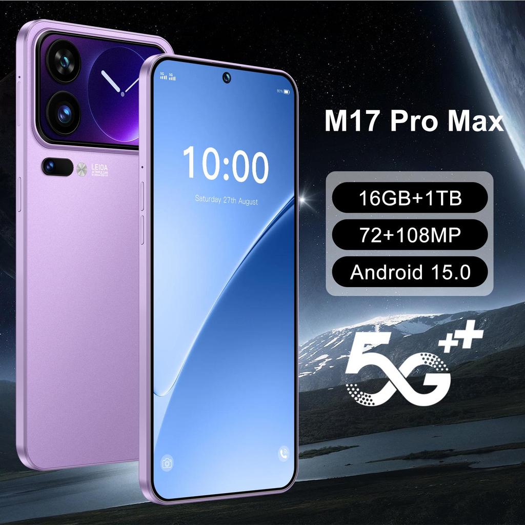 New Cross-border M17 Pro Max HD Smartphone with 16GB RAM+1TB Storage and Large All-in-One Display