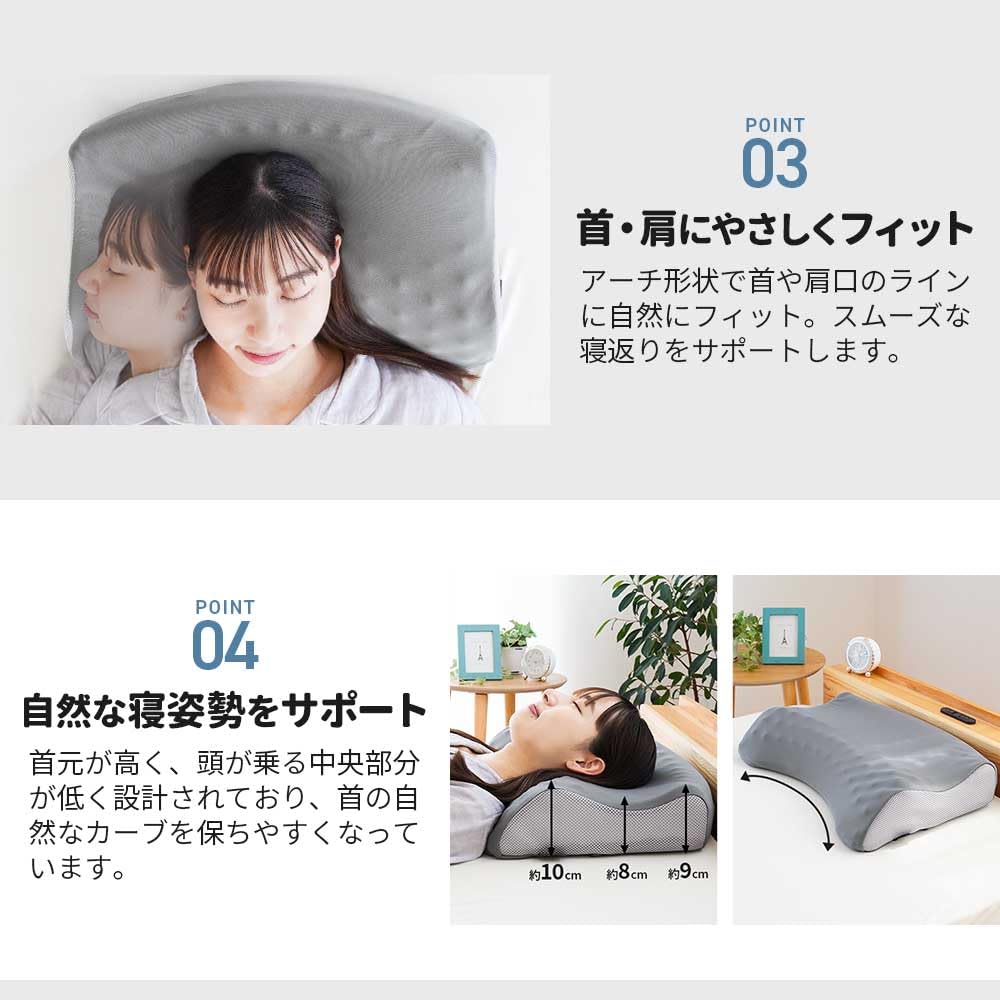 Nishikawa Pillow, High-Resilience, [Firm Neck Support] by Anmin Kobo, Point Support, Memory Foam Pillow, 50x34x10cm, Body Pressure Dispersion,