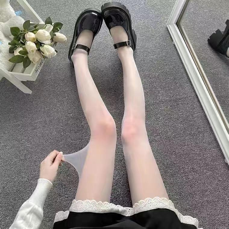 Love White Stockings Women's Spring and Summer Thin Sweet Bow Jacquard Pantyhose Lolita Round Polka Dot Jk Black Silk