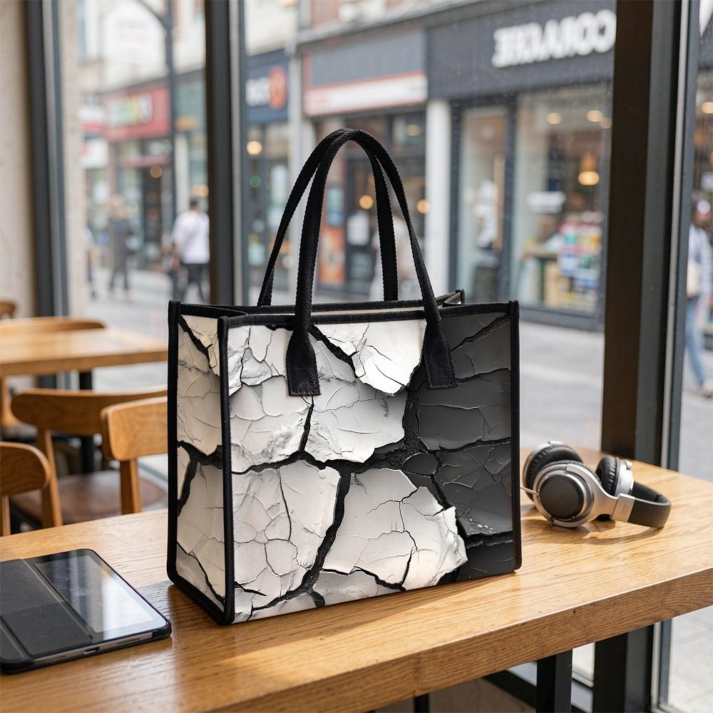 Trendy Cracked Print Tote Bag Stylish Casual Shoulder Handbag for Daily Use