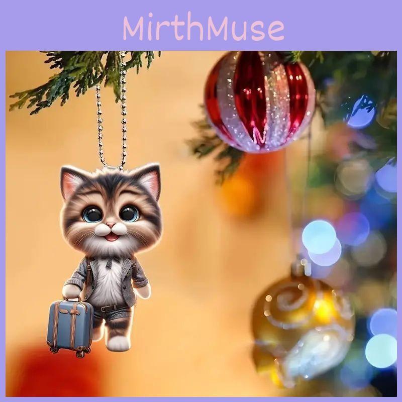 Automotive Pendant Acrylic With Cute Cat Dragging Suitcase Design Decor For
