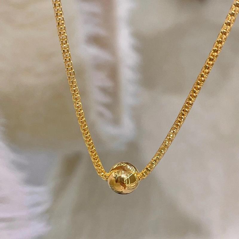 Simple And Versatile Passepartout Necklace Female Niche Design Sense Responsive Collarbone Chain Round Ball Sweater Chain