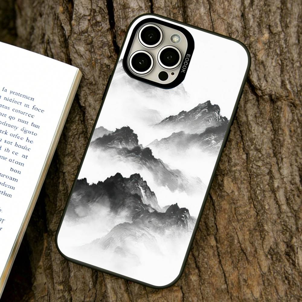 

Classical Chinese Landscape Phone Case For iPhone 17,16,15,14,13,12,11 Plus,Pro Max,XS,Colorful Silver Phone case Funda Cover iPhone14Plus