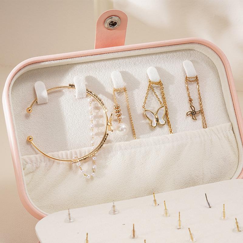 Simple Jewelry Box, Jewelry Box, Small Door Portable Storage Earrings, Earrings, Rings, Necklaces, Double-layer Storage Box.
