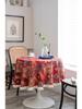 Amerikanische Tischdecke Jacquard Rot Weihnachtstischdecke Runde Tischdecke Geeignet für Feiertags-Esszimmer Picknicks Outdoor-Camping und Heimdekoration
