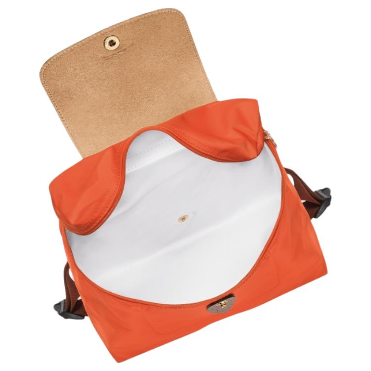 Longchamp Le Pliage Einfarbig Reißverschluss Geprägtes Logo Druckknopf Segeltuch Rucksack Damenrucksack Orange 1699089P85