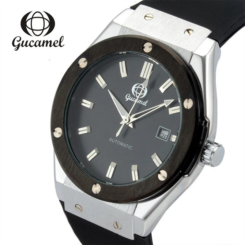 Nowy Top Brand Moda Prosty Pasek Skala Paznokci Automatyczny Mechaniczny Zegarek Męski z Kalendarzem