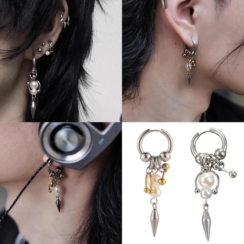 Fashion Forward Conical Pendant Earrings Ear Drop With Detailing Punk Inspired Alloy Jewelry Gift For Her