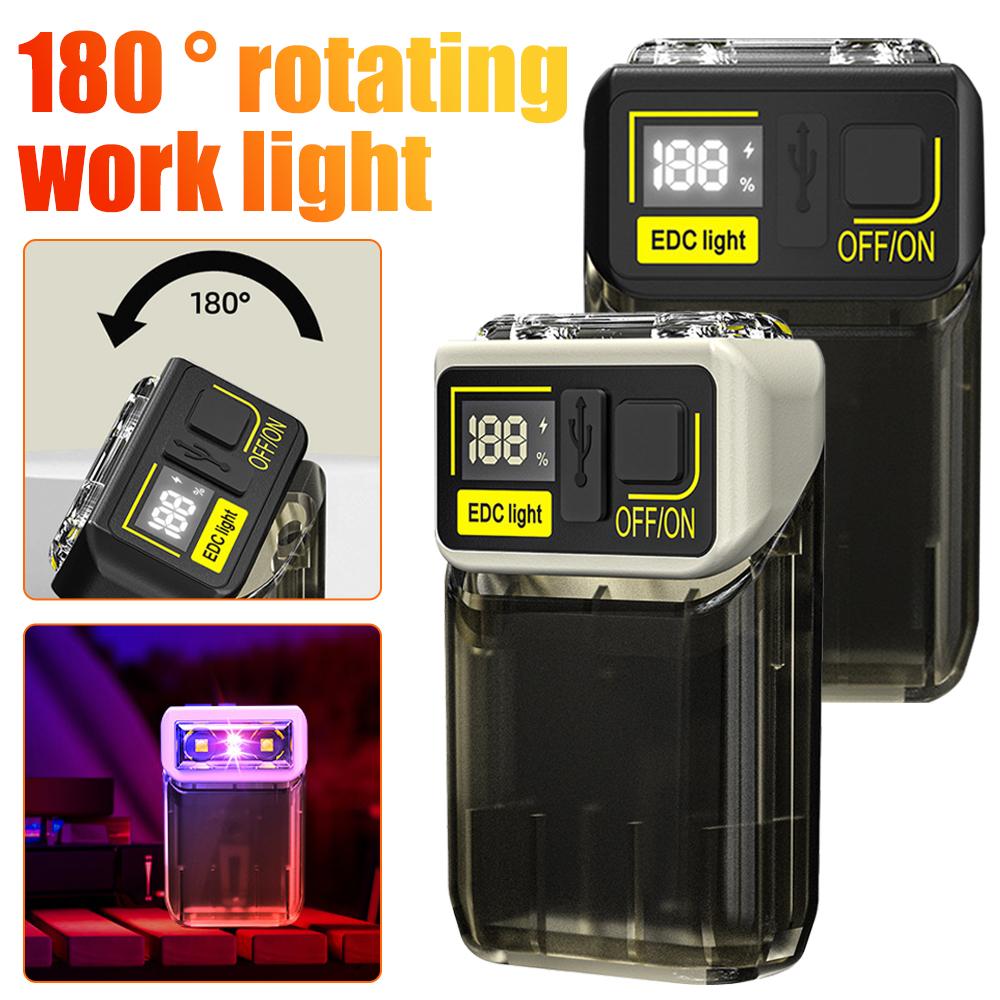 6 Modes Hat Clip Keychain Flashlight Rotatable Magnetic LED Emergency Light Portable Outdoor Camping Working Fishing Headlight