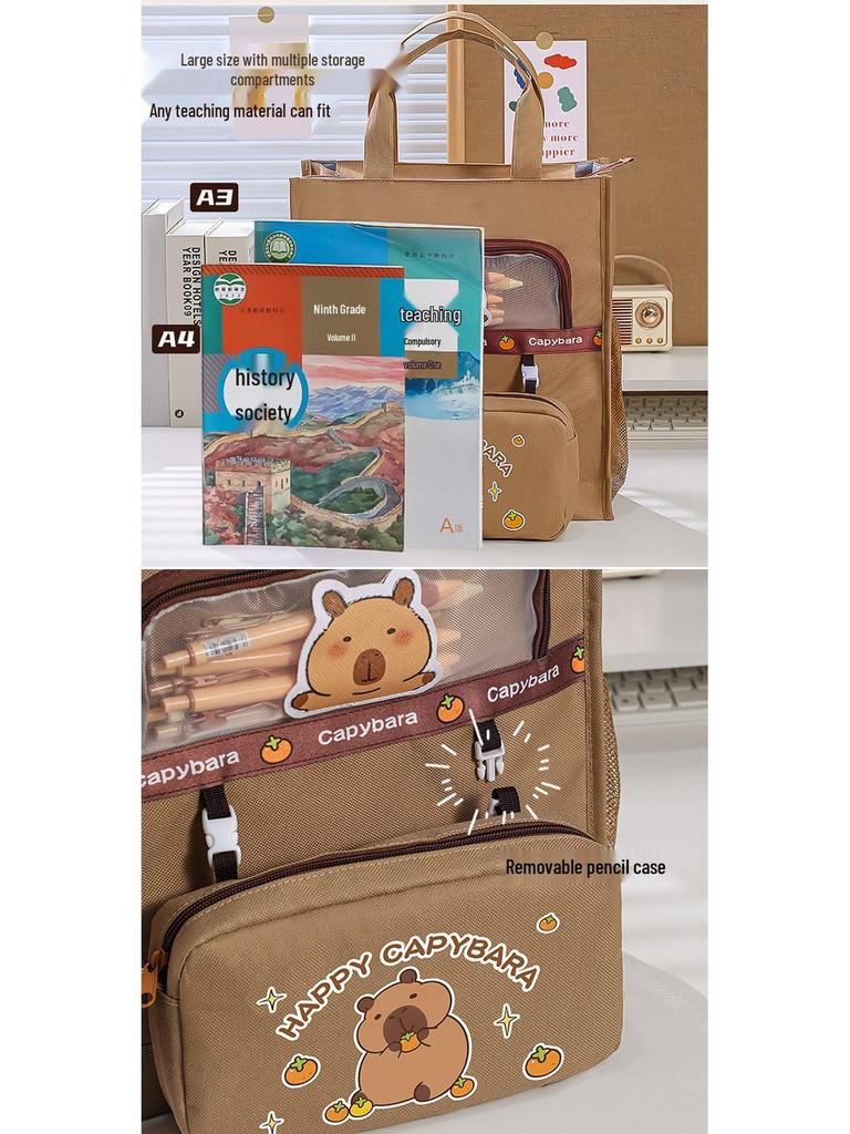 Capybara Leinwand Bleistift- und Dokumententasche für Grundschüler