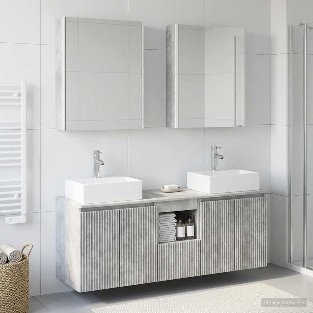 Bathroom Cabinet Set 5 pcs Concrete Grey Particleboard