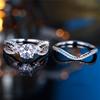 Female Silver Color White Zircon Stone Round Infinity Engagement Ring Set Vintage Bridal Wedding Bands Party Jewelry For Women