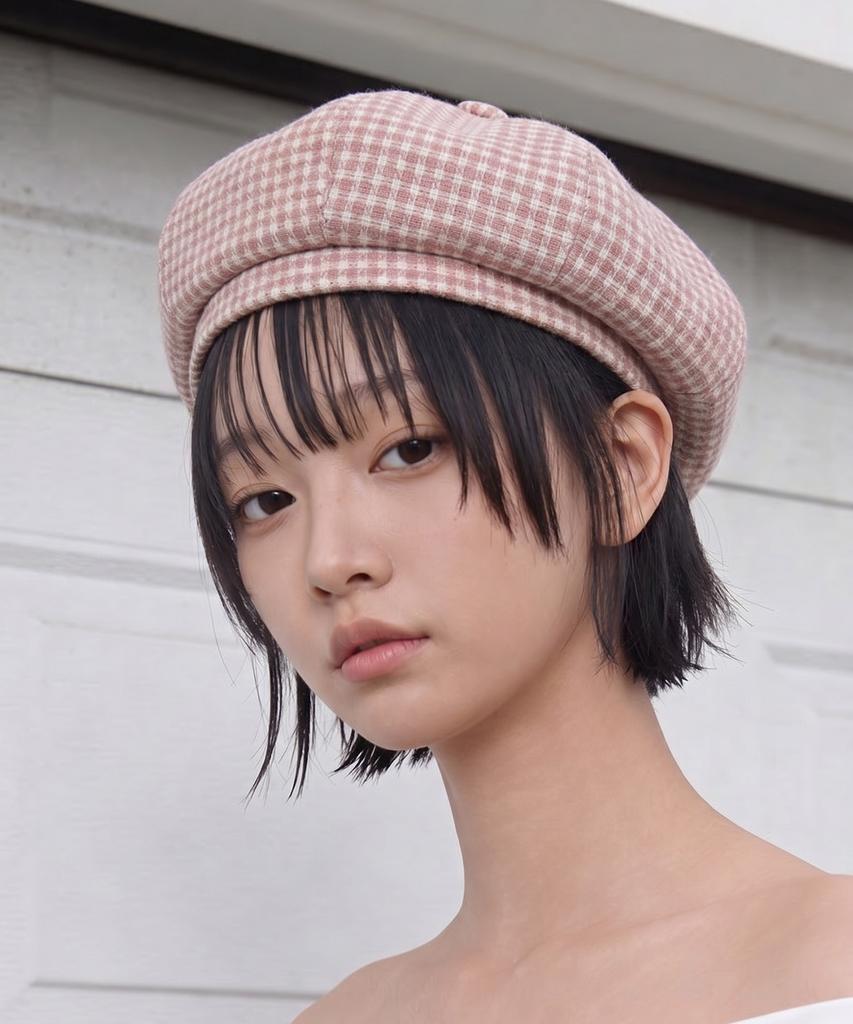 Eondeokeonteulolseutyudio Cotton 8-Panel Adjustable Classic Beret Bread Beret / Mods / Pink