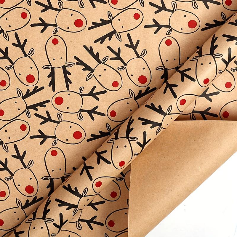 

1 Roll Extra-Long Christmas Wrapping Paper - Red & Brown Reindeer - Winter Party Decorations for Birthdays, Weddings, New Year