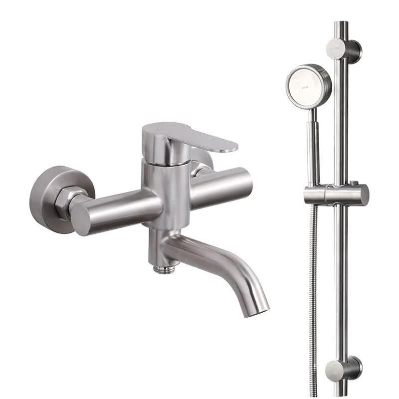 304 Stainless Steel Wall-Mounted Mixer Faucet with Dual Outlets