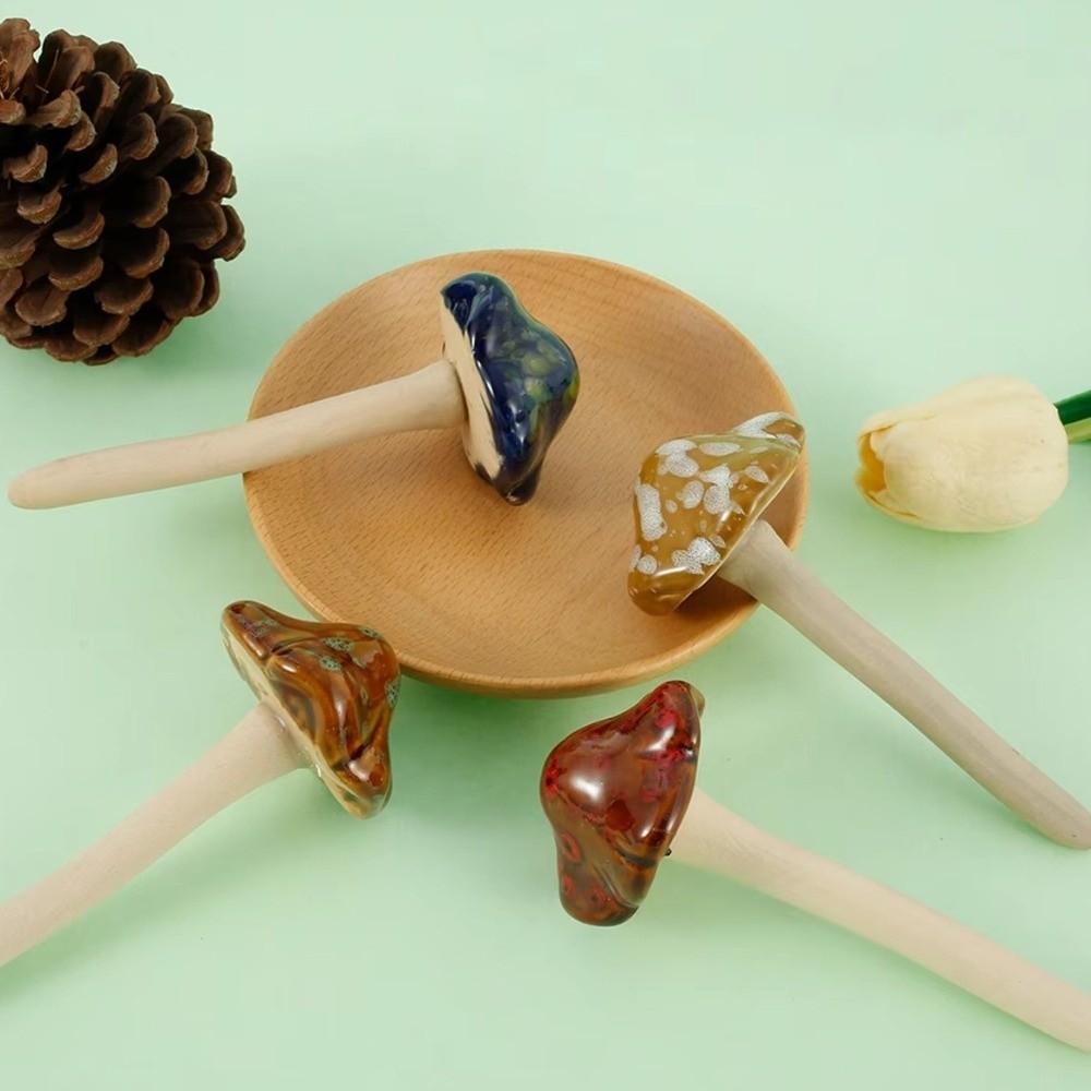 4PCS Mini Pottery Sculpture Ceramics Garden Landscape Statue Mushroom Sculpture  Courtyard Lawn