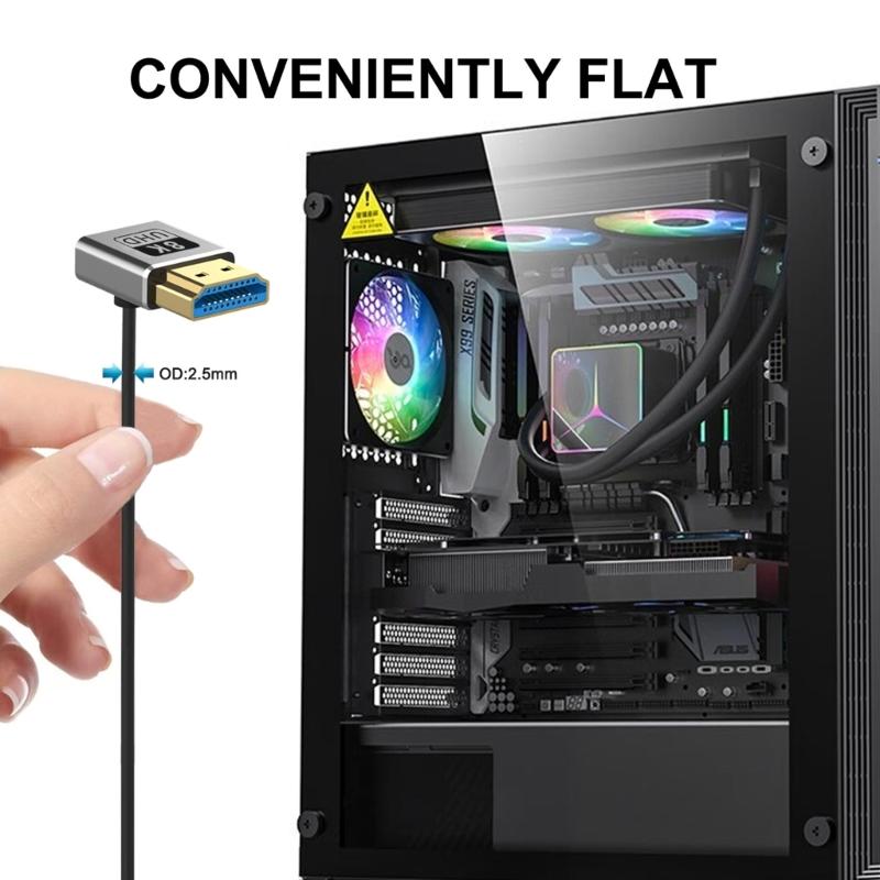 Thin Coiled 8K60hz 2.1 Video Cable 48Gbps with Spring Designing Cord Enhances Flexibility and Durability 70CM 27.56in