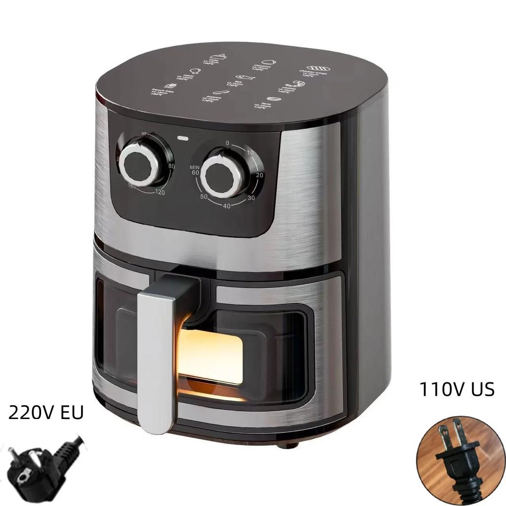 2024 New 7L Large Capacity Household Automatic Intelligent Air Fryer Visual Window Design Touch Screen Stainless Steel Oven