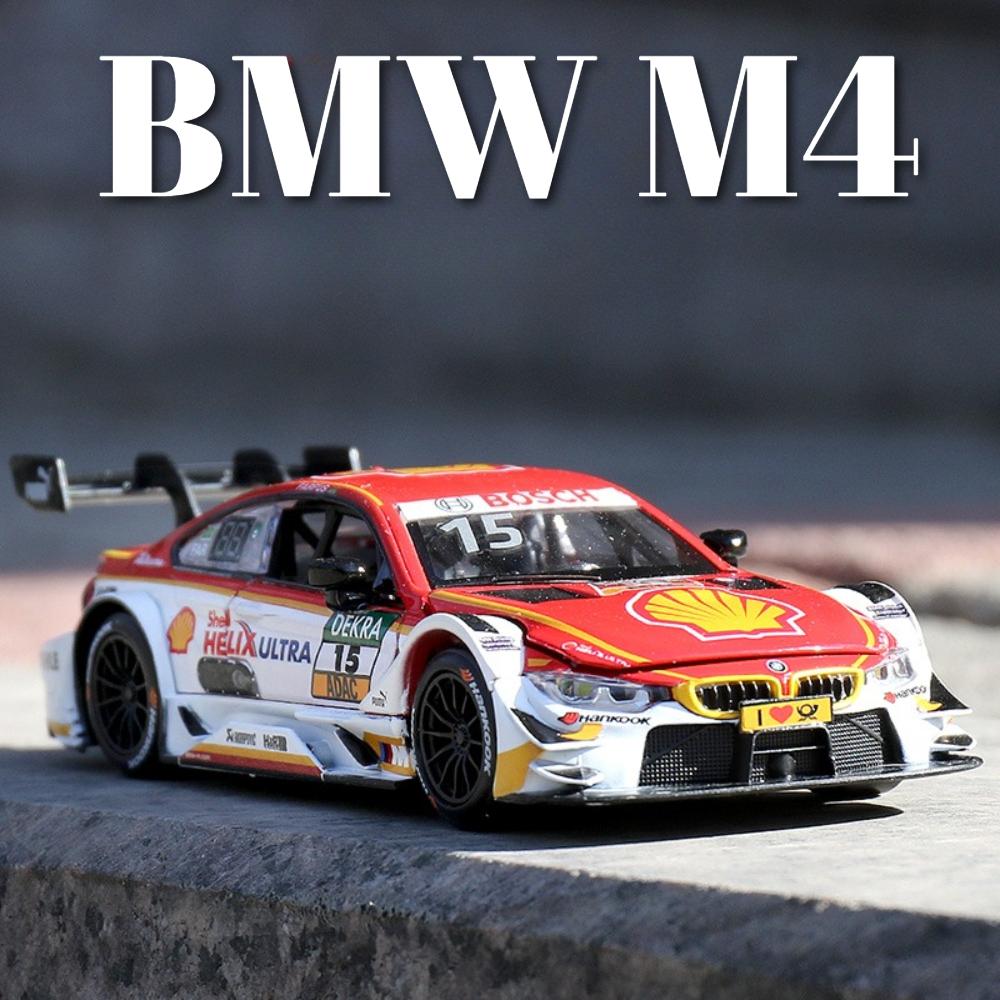 AAAOM1 1:32 Scale BMW M4 DTM Car Model Toy Doors Opened Metal Diecast Music Light Pull Back Racing Cars Models Toys Kids Hobby Gifts