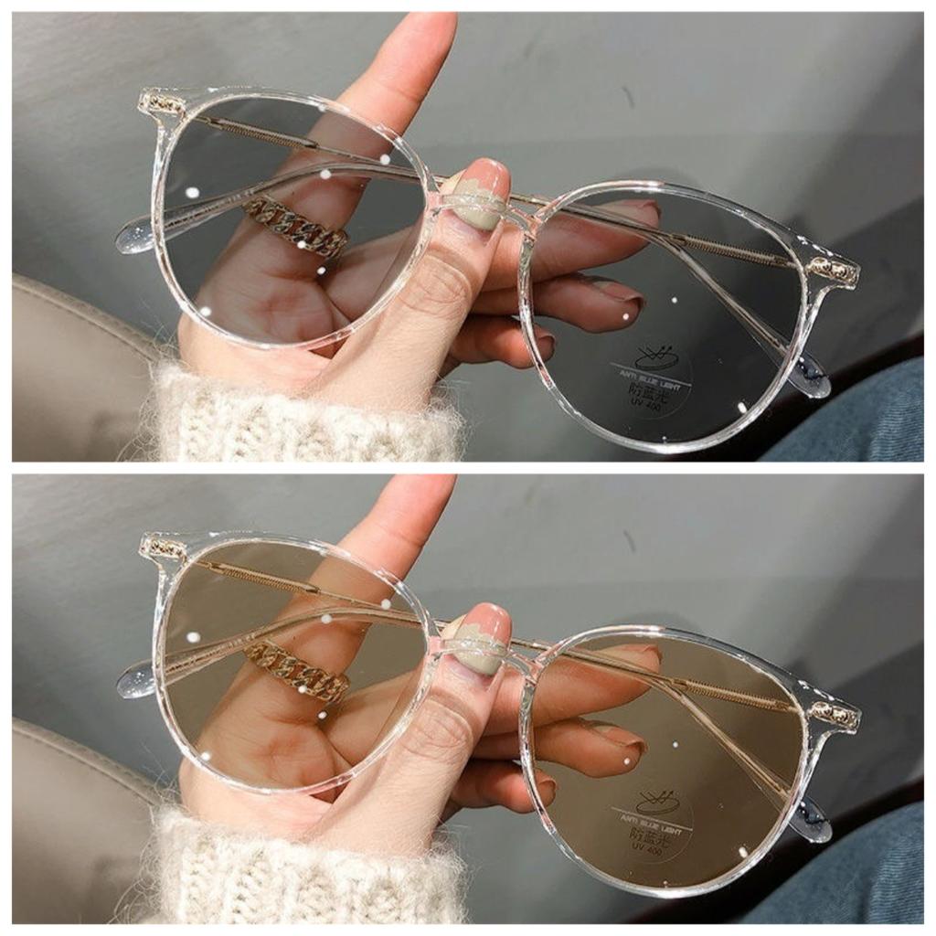 2PCS Pochromic Anti Radiation Metal Computer Glasses Anti Blue Light Eyeglasses for Women/Men