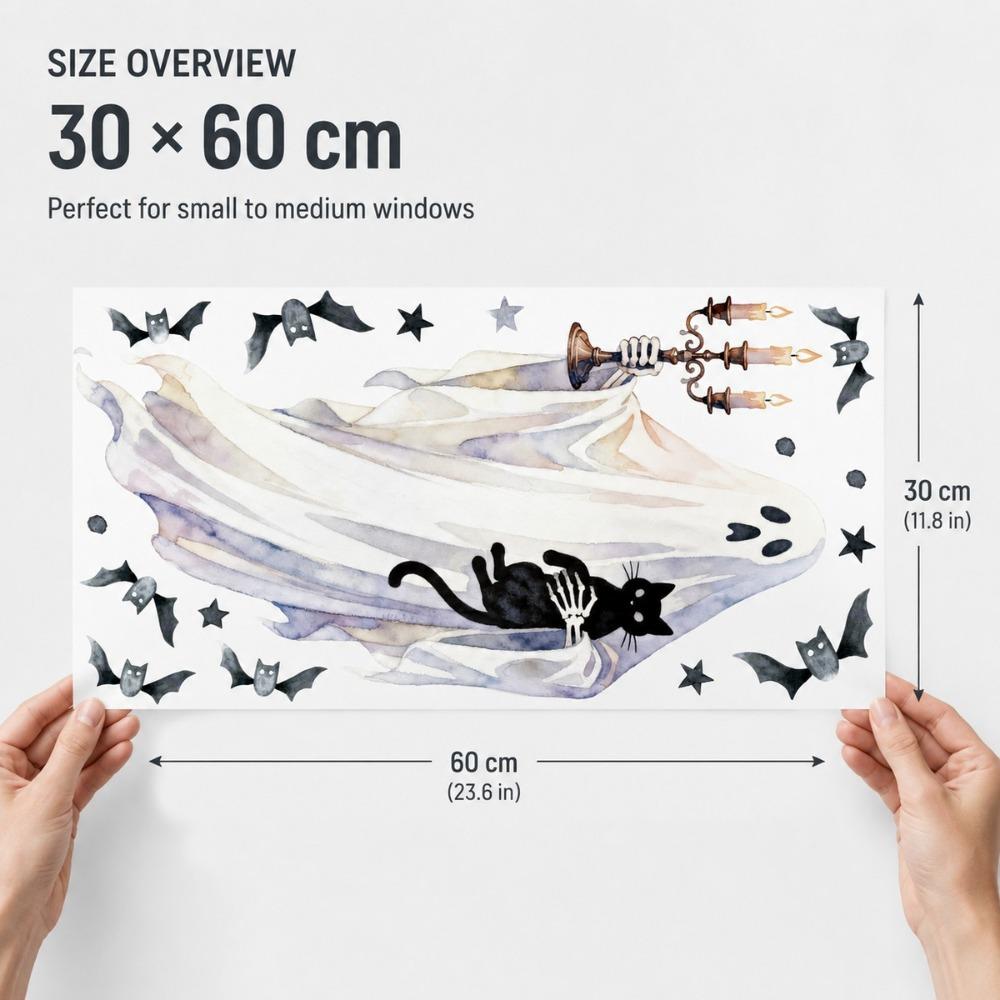 Multicolor Halloween Decoration Sticker Cartoon Ghost Window Clings Film Shopwindow Ornament
