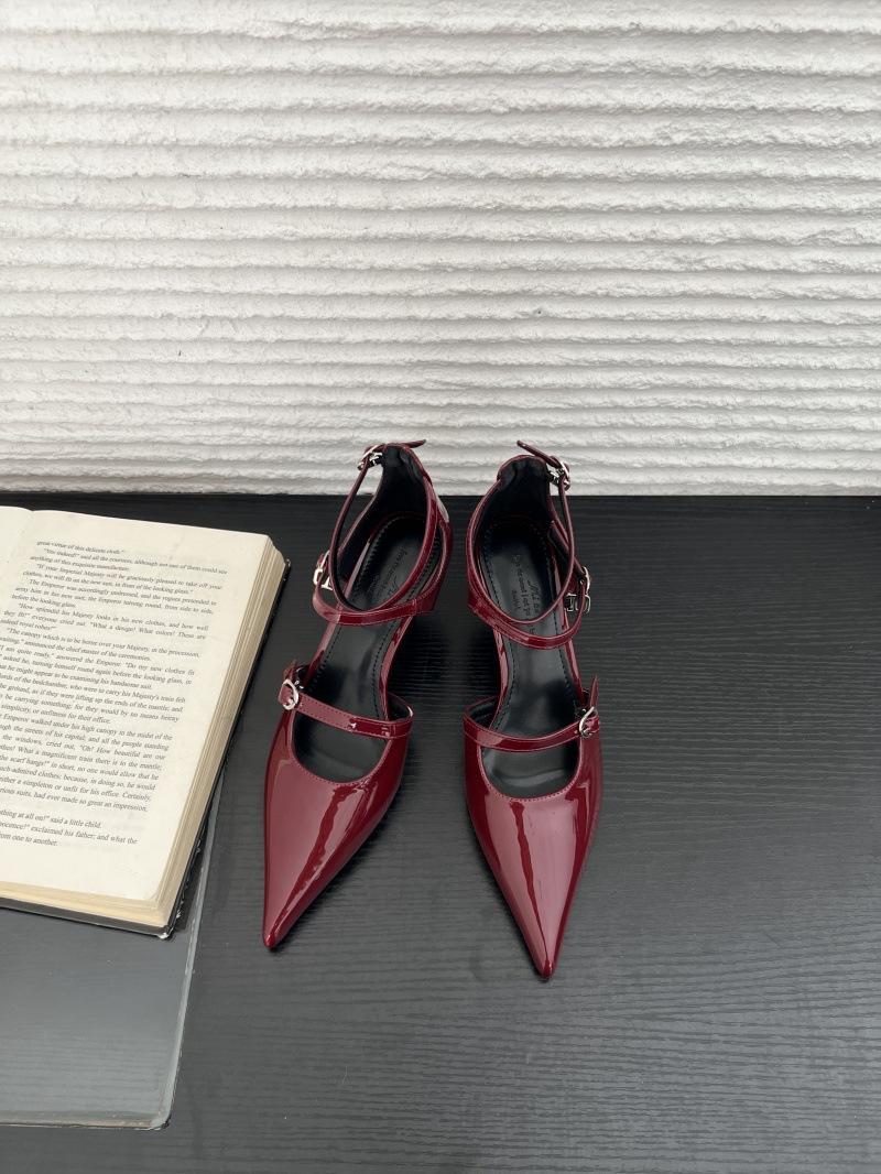 Women s Patent Leather Pointed Toe Thin Heel Ankle Strap Thin Straps Metal Heel Stylish Sandals - Perfect for Daily Wear 35 бордовый