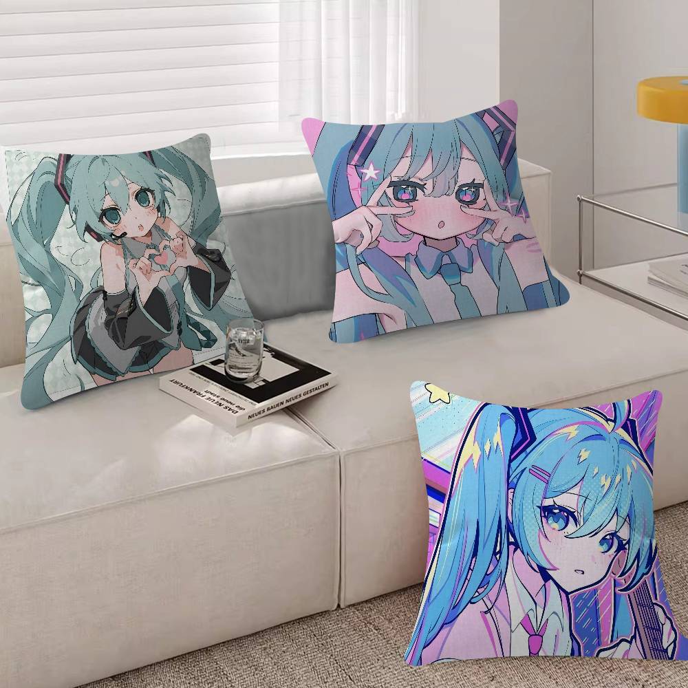 Music H-Hatsune Girl M-Mikues Cushion Cover Car Throw Pillow Case For Sofa Car Christmas Gift