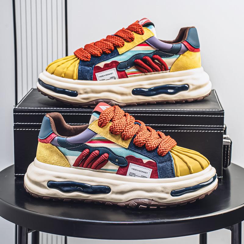 

Shell head 2025 summer new thin men s shoes trend color matching dopamine big head casual board shoes thick sole increase 39