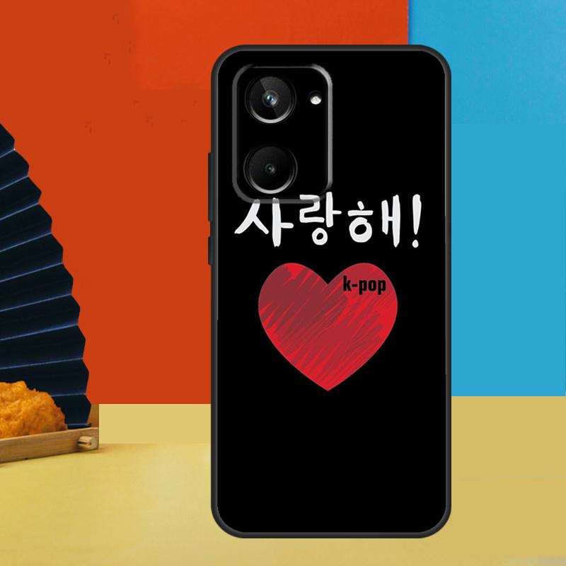 Cute Korean Font Saranghae I Love You For Realme 15 10 11 12 13 14 Pro Plus C67 C65 C63 C61 C35 C55 C53 C51 C71 C75 GT7 Pro Case