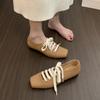 Fashion Bailamos 2025 Women Flats Lace Up Ladies Square Toe Flat Heel Sandals Spring Loafers Shoes Casual Oxford Shoes Female Flats Muje