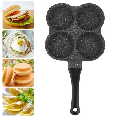 Poêle à crêpes antiadhésive à 4 trous en aluminium, poêle à œufs et à omelette, poêle à frire, ustensile de cuisine pour petit déjeuner