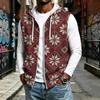 Pánská ležérní bezrukavá mikina na zip s kapucí a vánočním potiskem pro sváteční večírek