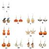 Whimsical Bat Pumpkin Cartoon Dangle Earrings Lightweight Alloy Design For Halloween Party Costume Accessories