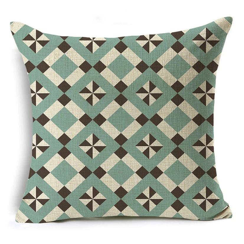 Light Green Fresh Style Cushion Cover 45x45cm Linen Decorative Pillow Cover Sofa Bed Pillow Case