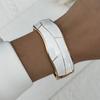 Minimalistické bílé bambusové smaltované náramky pro ženy Trendy punkové geometrické široké pružinové náramky Estetické party šperky dárky