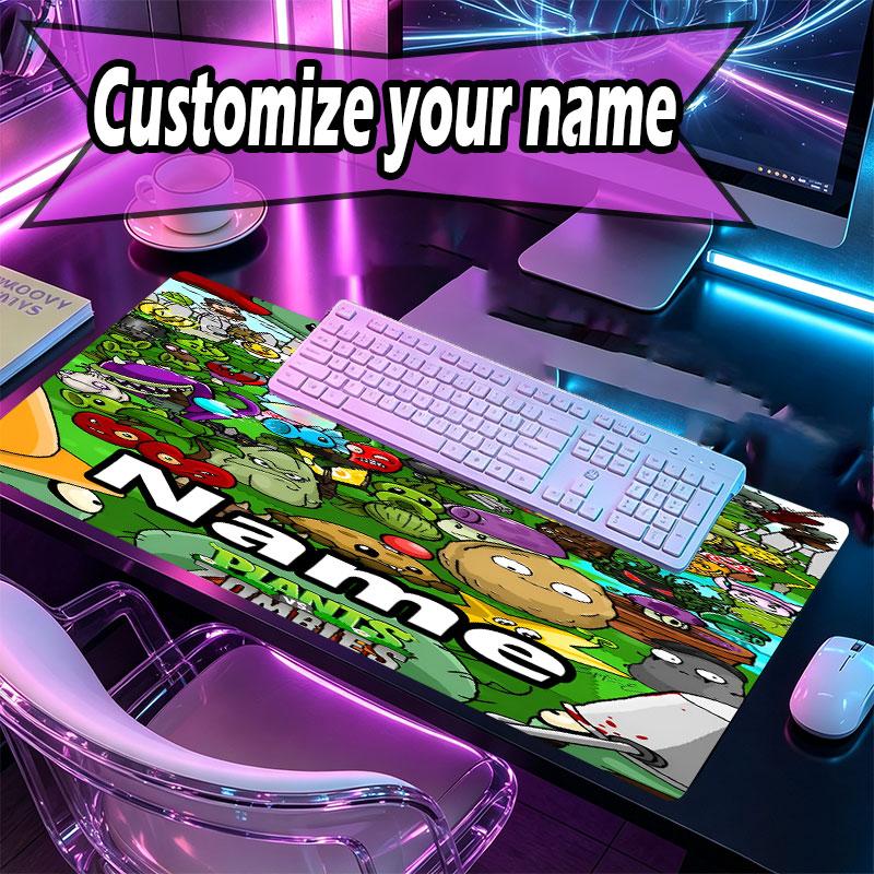 Custom Name Personalized Plants vs. Zombies Pattern Mousepad, Laptop PC Desk Mat, Decorative Desk Mat for Home Keyboard Pad Gift