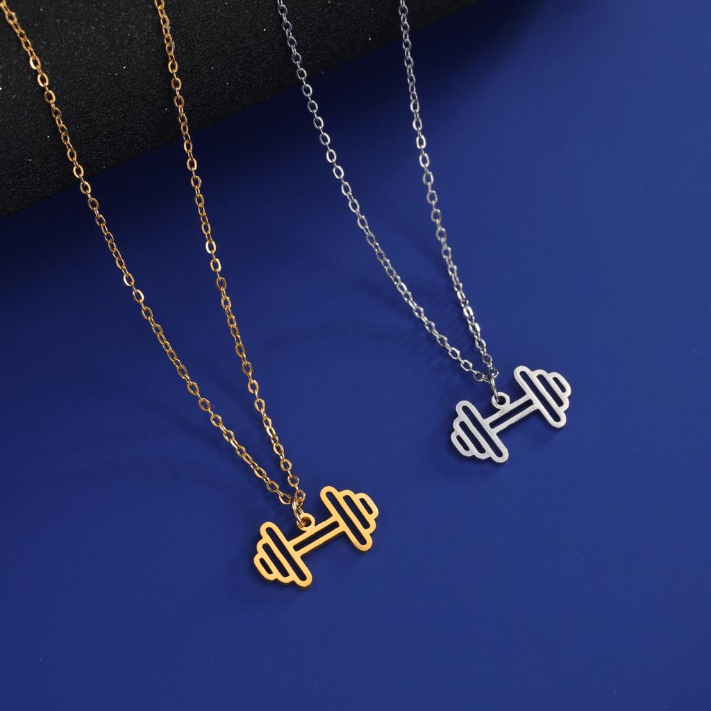 Cazador HeartBeat Dumbbell Pendant Necklaces for Women Exercise Sport Stainless Steel Jewelry Necklace Birthday Gift Wholesale