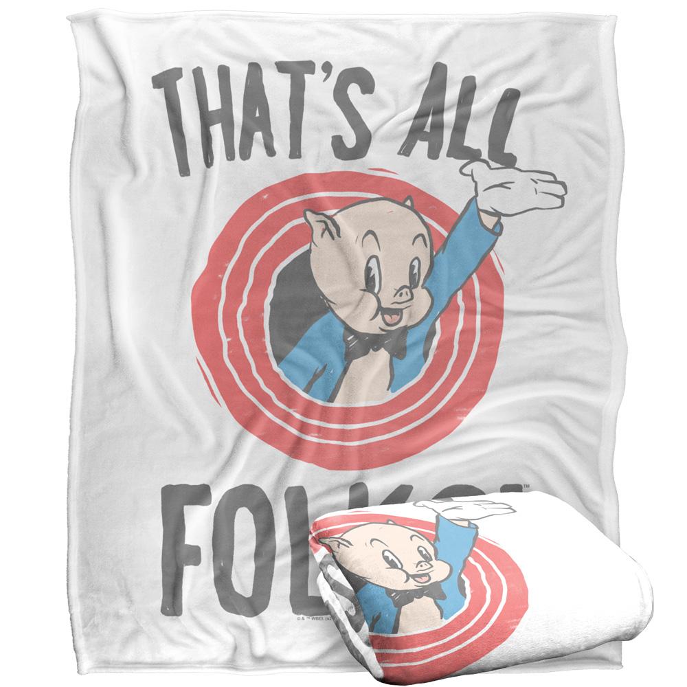 Looney Tunes Thats All Folks Porky Pig Blanket