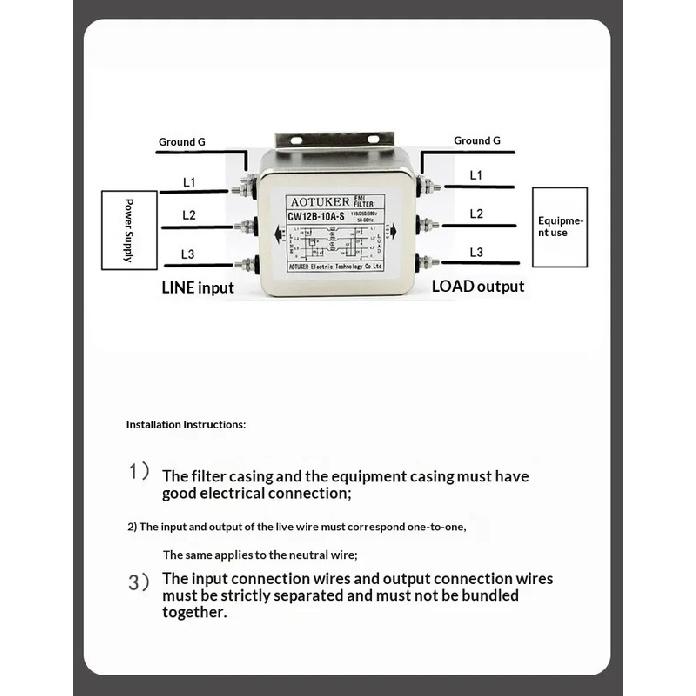 Power Filter 110V/250V/380V Three-Phase Power Purifier CW12B-3/6/10/20/30/40/50/60A-S Anti-Interference