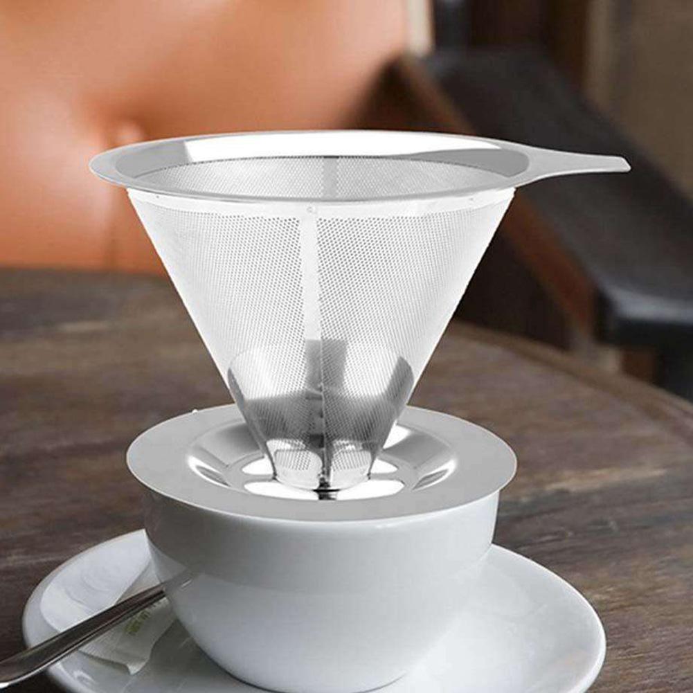 Hushålls rostfritt stål kaffefilter Återanvändbar trattfilter Droppkaffe filterkopp