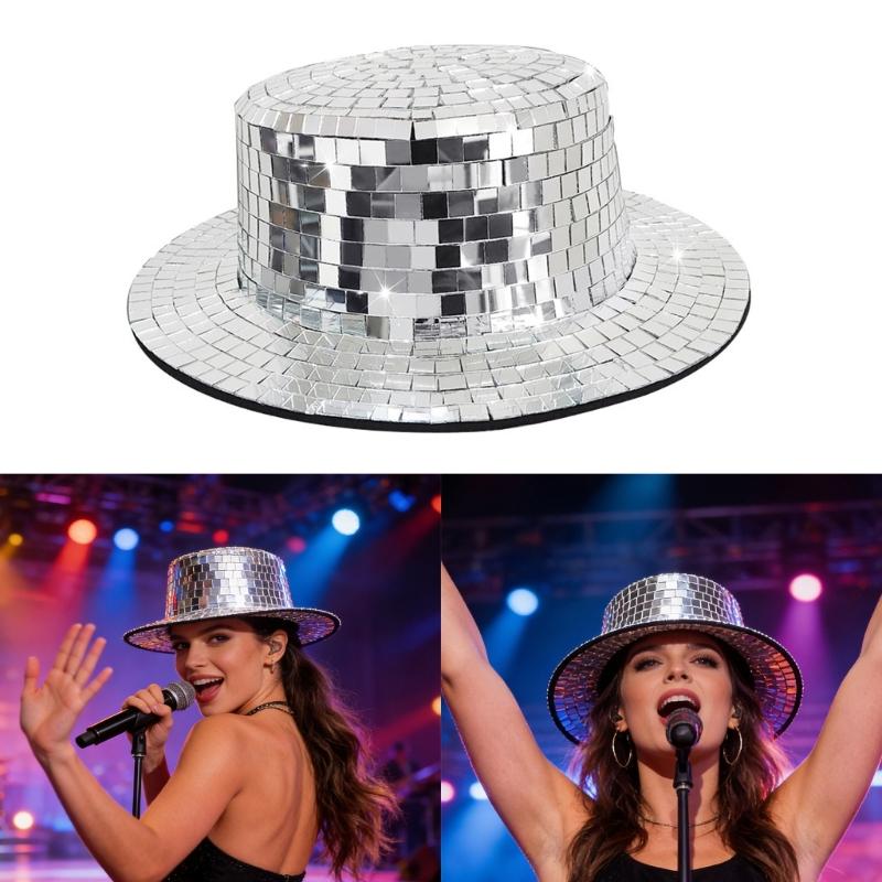 Disco Geometrischer Spiegelnder Fischerhut mit Dynamischem Lichteffekt für Nachtpartys und Bühnenauftritte Ganzjahresnutzung