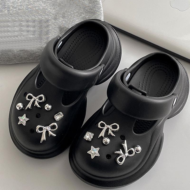 

Height-increasing platform hole shoes summer new women s wear non-slip fashion trend eva bag head cool slippers 34 чорний